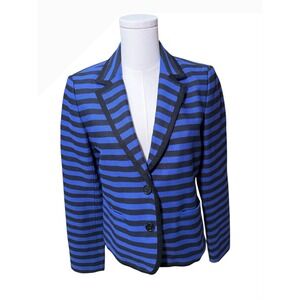 LOFT Women's Blue Black Stripe Blazer Jacket Size 6